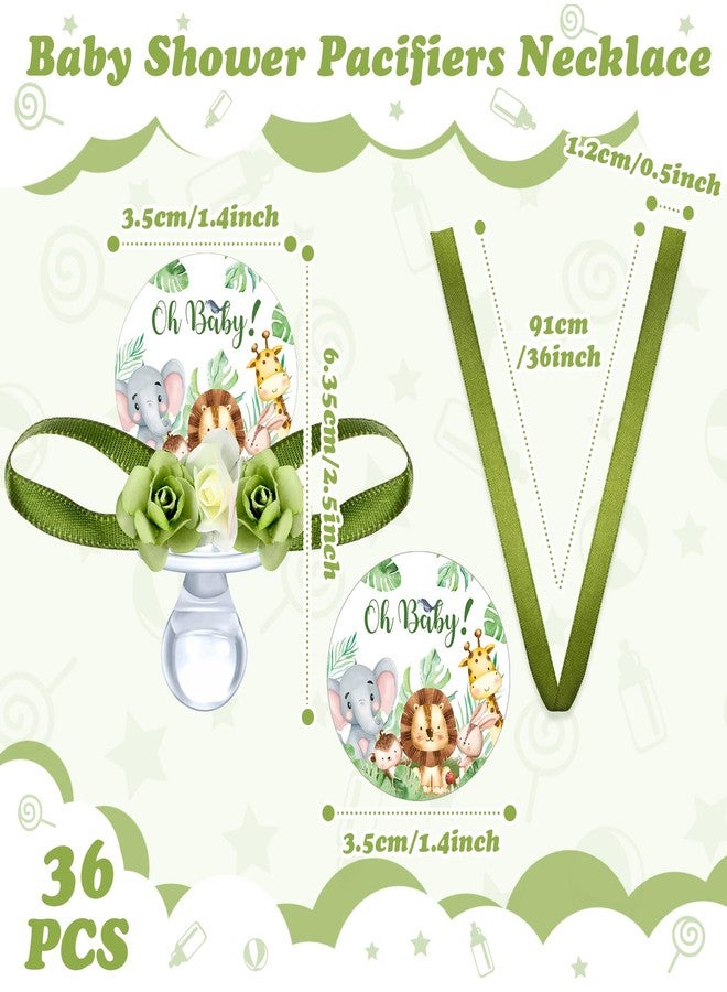 Quelay 36 Pcs Baby Shower Pacifier Necklace Cute Jungle Animal Acrylic Baby Pacifiers with Delicate Flowers for Baby Shower Decoration Table Distribution Party Favors - Image 3